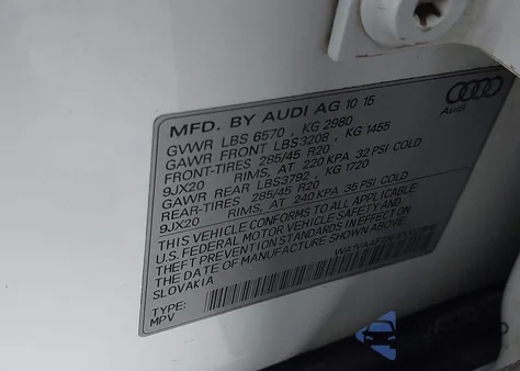 2017 Audi Q7 3.0T Premium из США, поврежденный, VIN WA1VAAF75HD002886